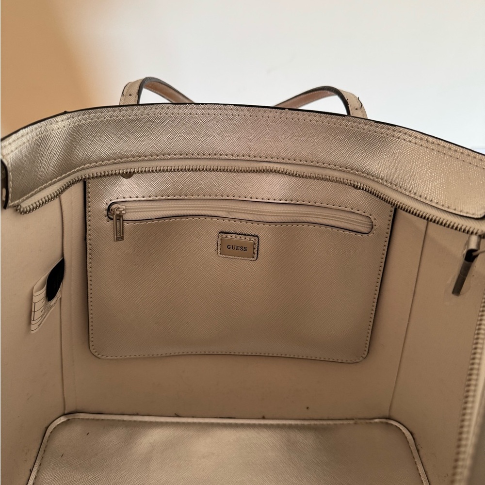GUESS Metallic Silver Tote - Picture 6 of 6